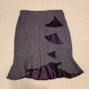 Gray mini skirt w/ shiny purple trim